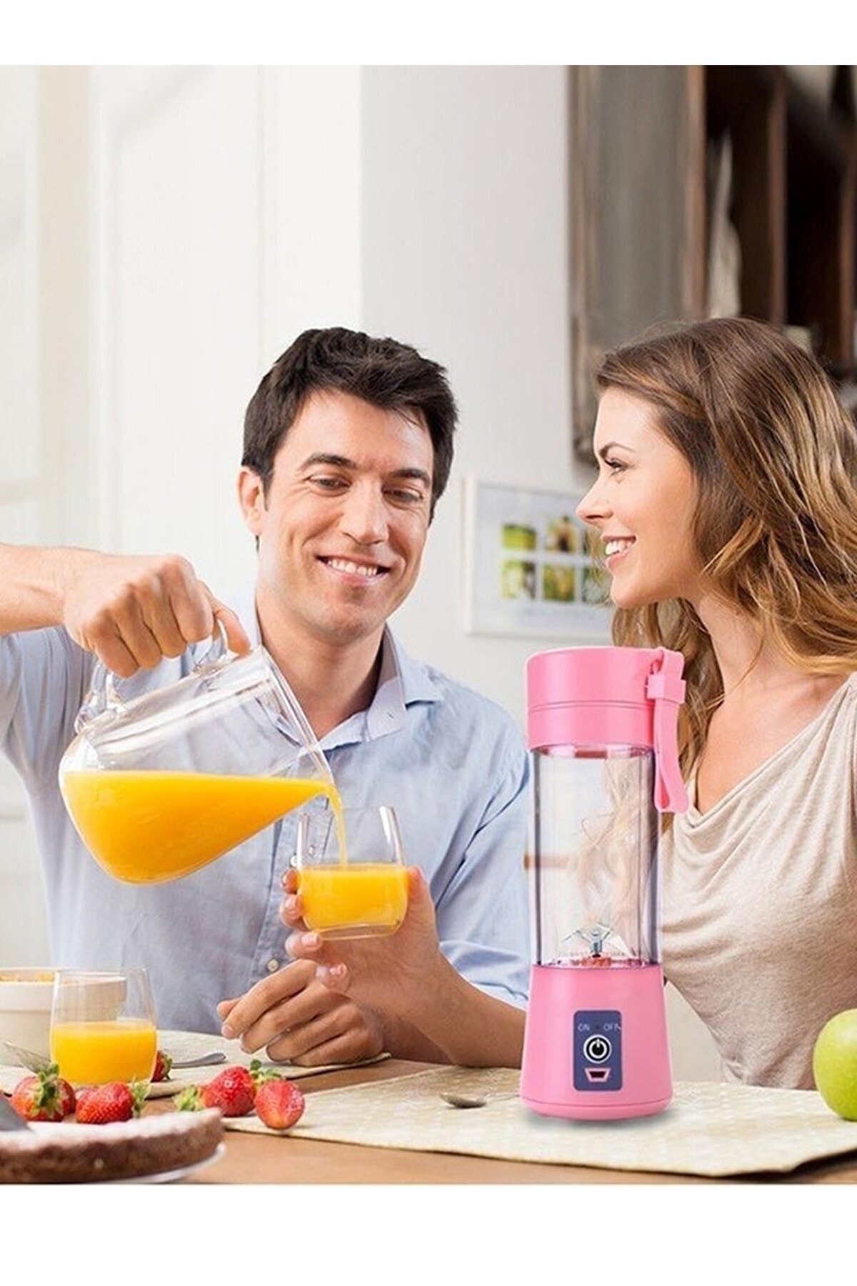 STFAST Taşınabilir Şarjlı El Blender Shaker Smootie Hızlı Bebek Maması Hazırlama Aleti 6 Bıçaklı Pembe fotoğrafı 4 (önizleme)