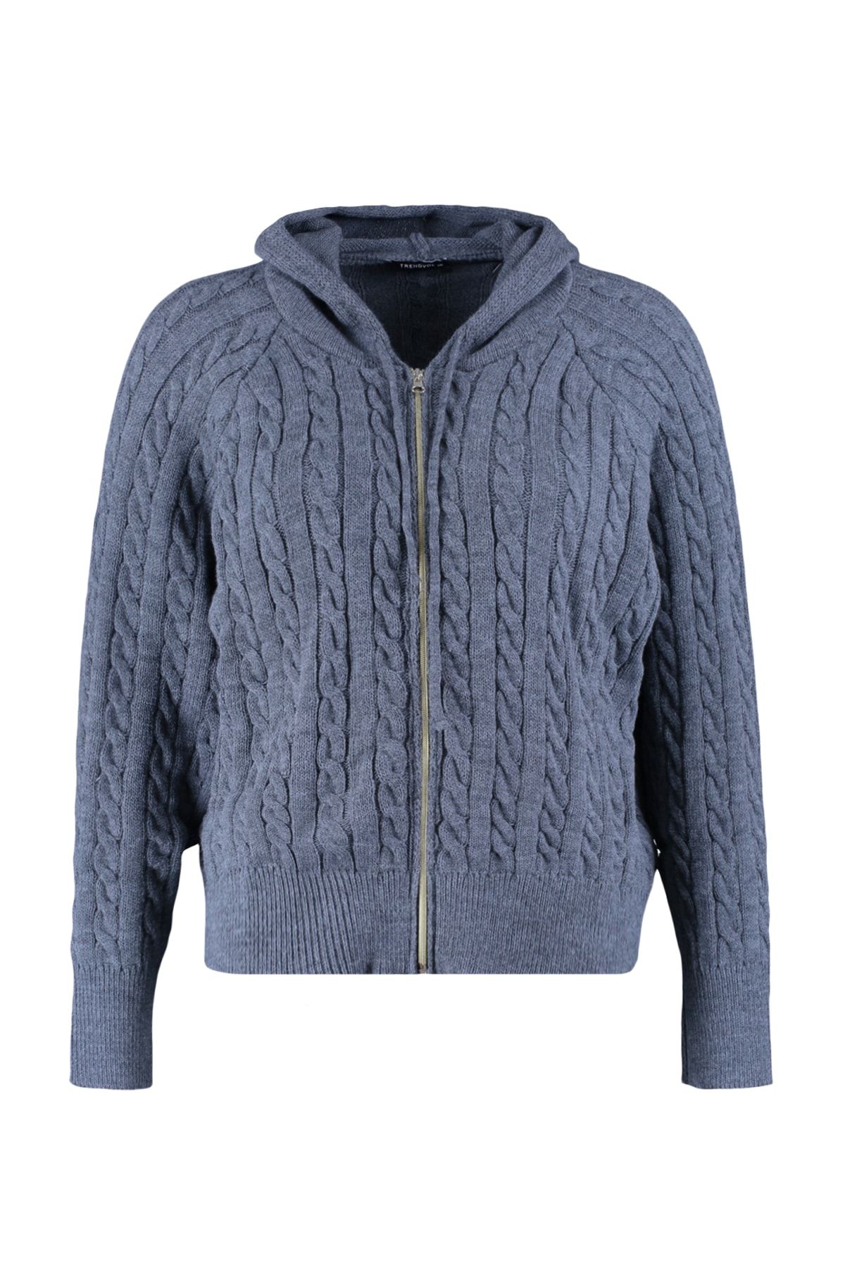 Trendyol Curve-Anthracite Hooded Zippered Knitwear Cardigan TBBAW23AV00051 7
