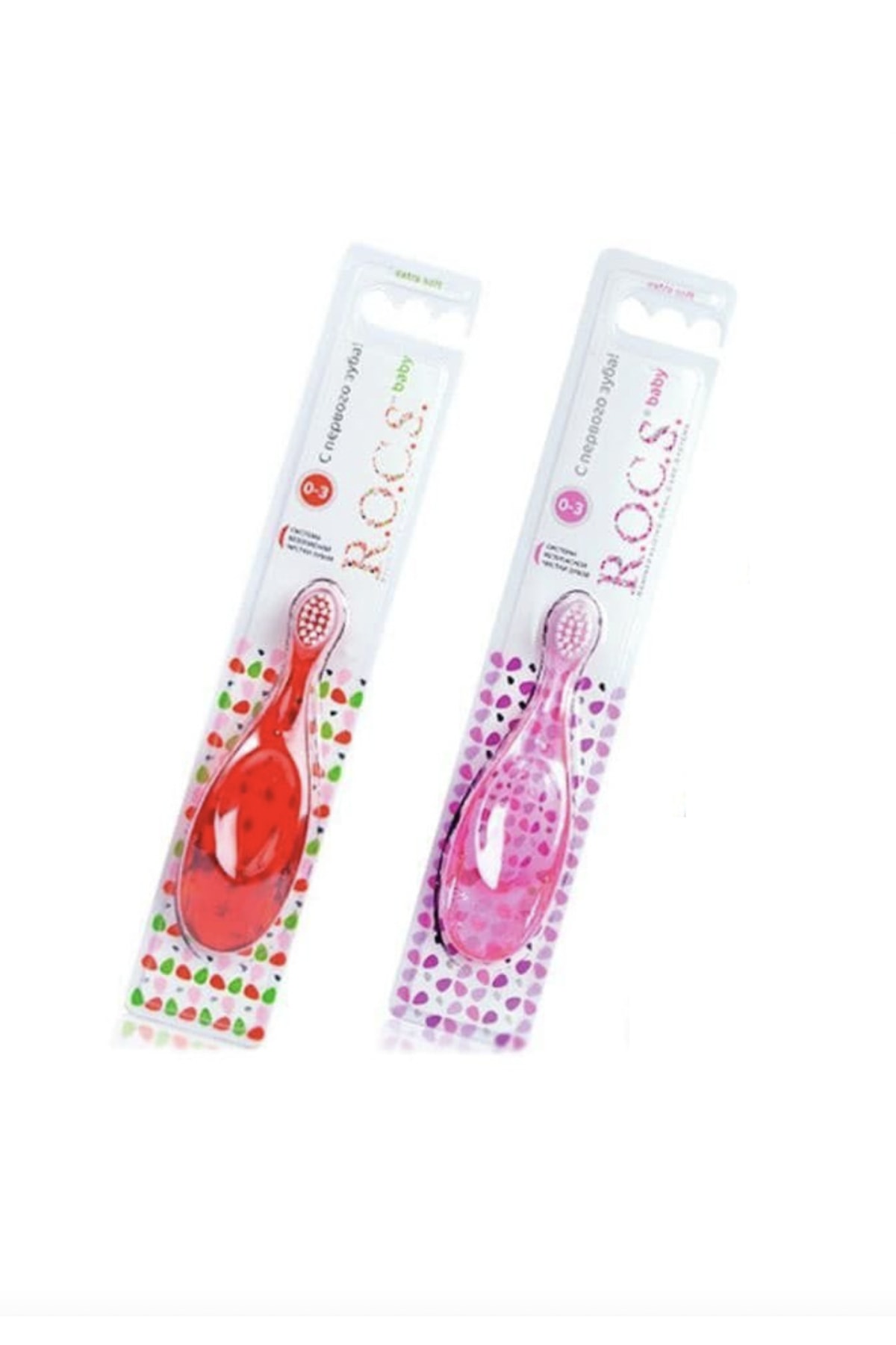 R.O.C.S. Rocs Baby 0-3 Yaş Bebek Diş Fırçası - 2 Adet - Pembe Ve Kırmızı