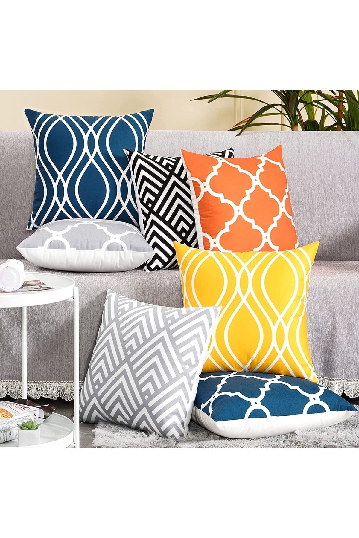 EVYA Modern Geometric Line Patterned Decorative Throw Pillow Case