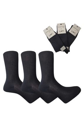 Erkek Yazlık Çorap Pamuklu Düz Siyah Renkli 3'lü Set M0E0101-0778