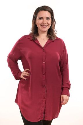 Vişne Çürüğü Renkli Büyük Beden Kadın Gömlek 2806