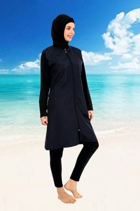 Fully Covered Swimsuit-hijab Swimsuit/1500-8-Lacivert Tam Kapalı Mayo-1500-8-