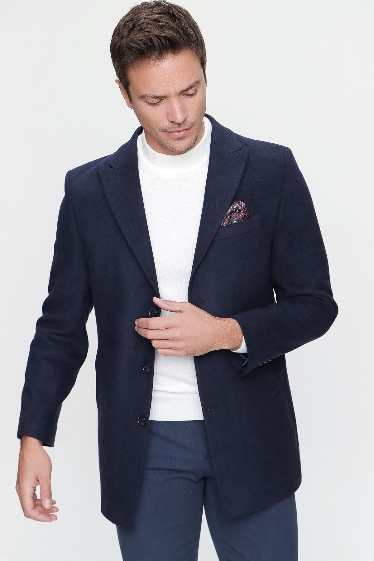 Dark blue coat mens discount
