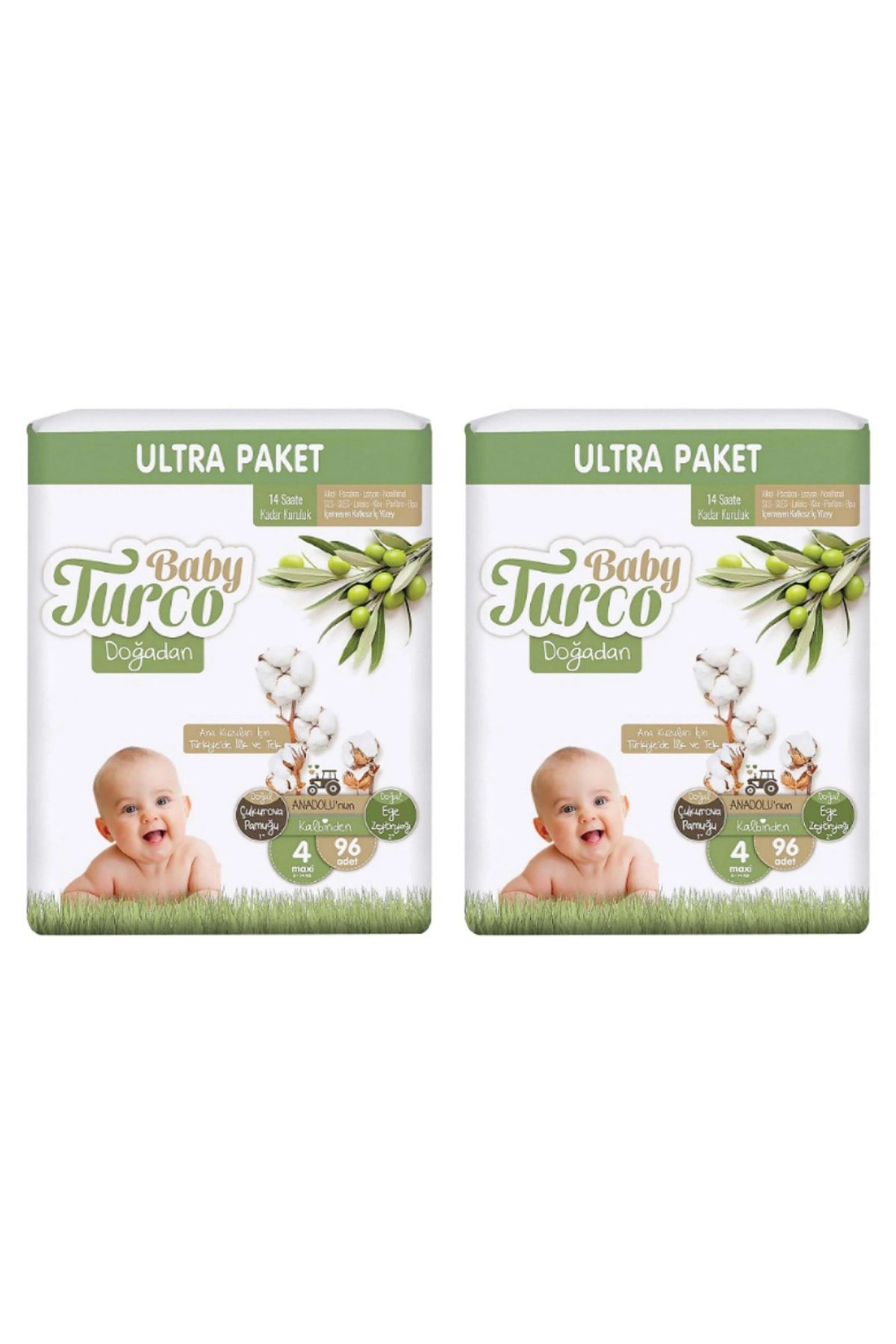 Baby Turco Doğadan Ultra Maxi 96lı Bebek Bezi 2 Li Set