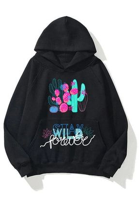 Unisex Stay Wild Forever Sweatshirt Siyah Trndz362