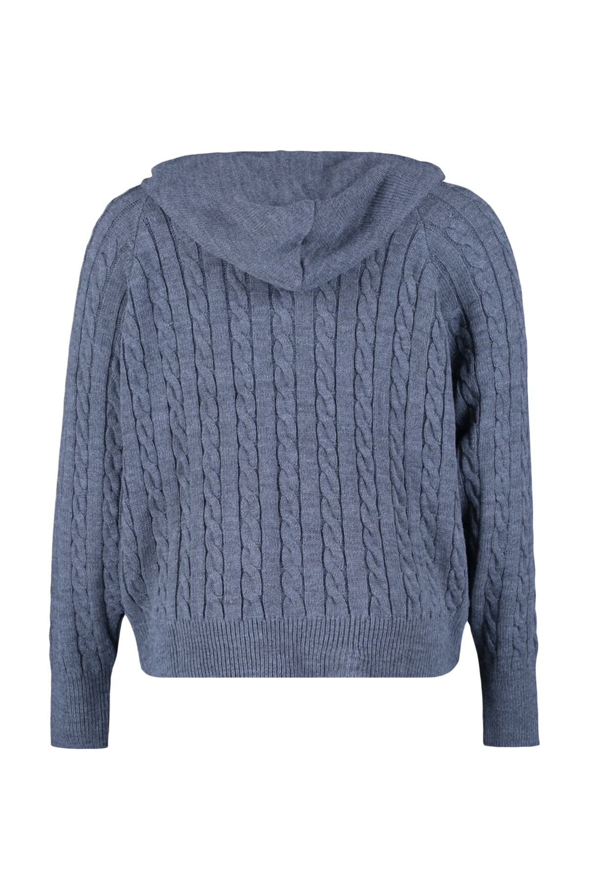 Trendyol Curve-Anthracite Hooded Zippered Knitwear Cardigan TBBAW23AV00051 6