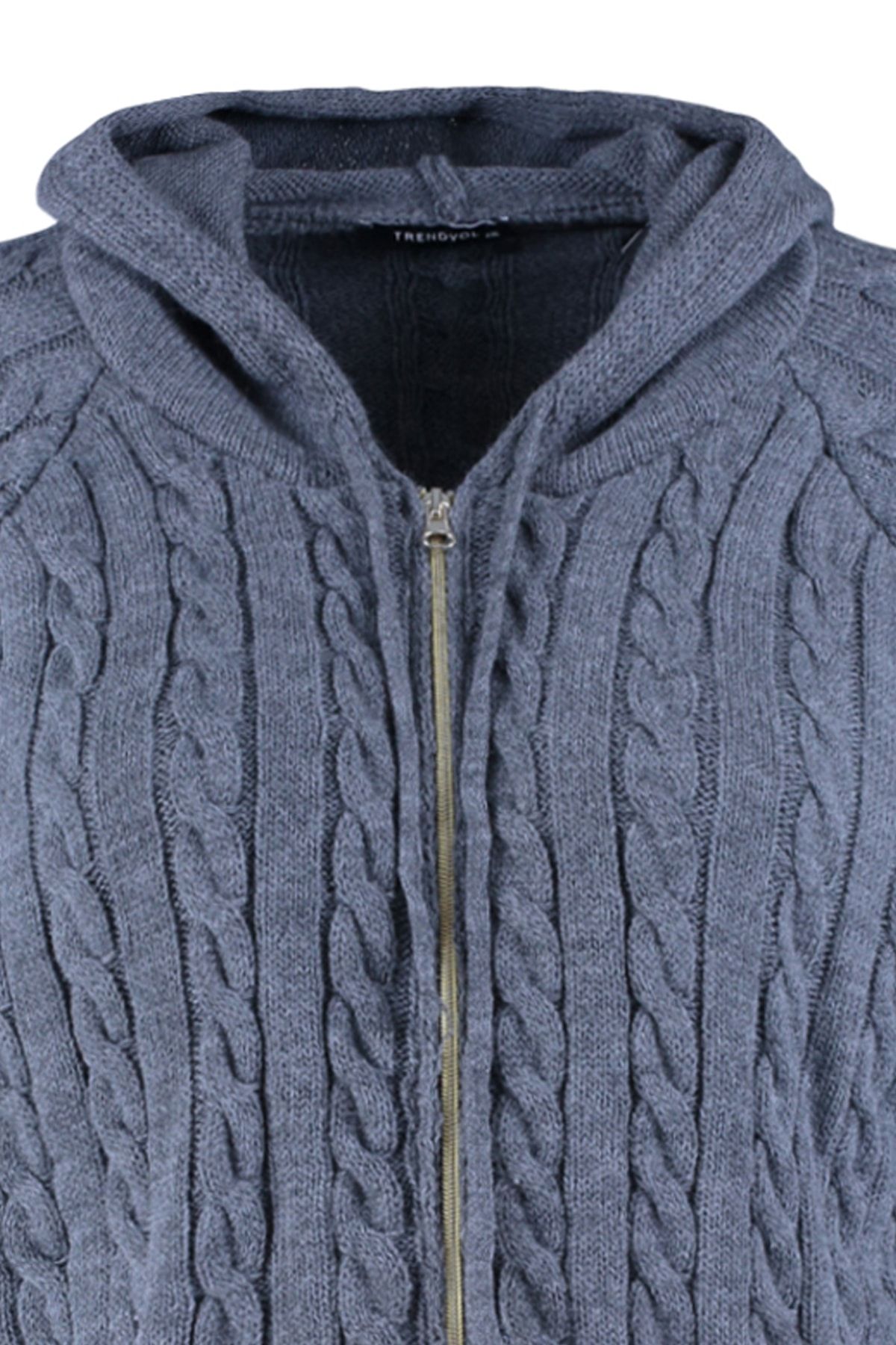 Trendyol Curve-Anthracite Hooded Zippered Knitwear Cardigan TBBAW23AV00051 8