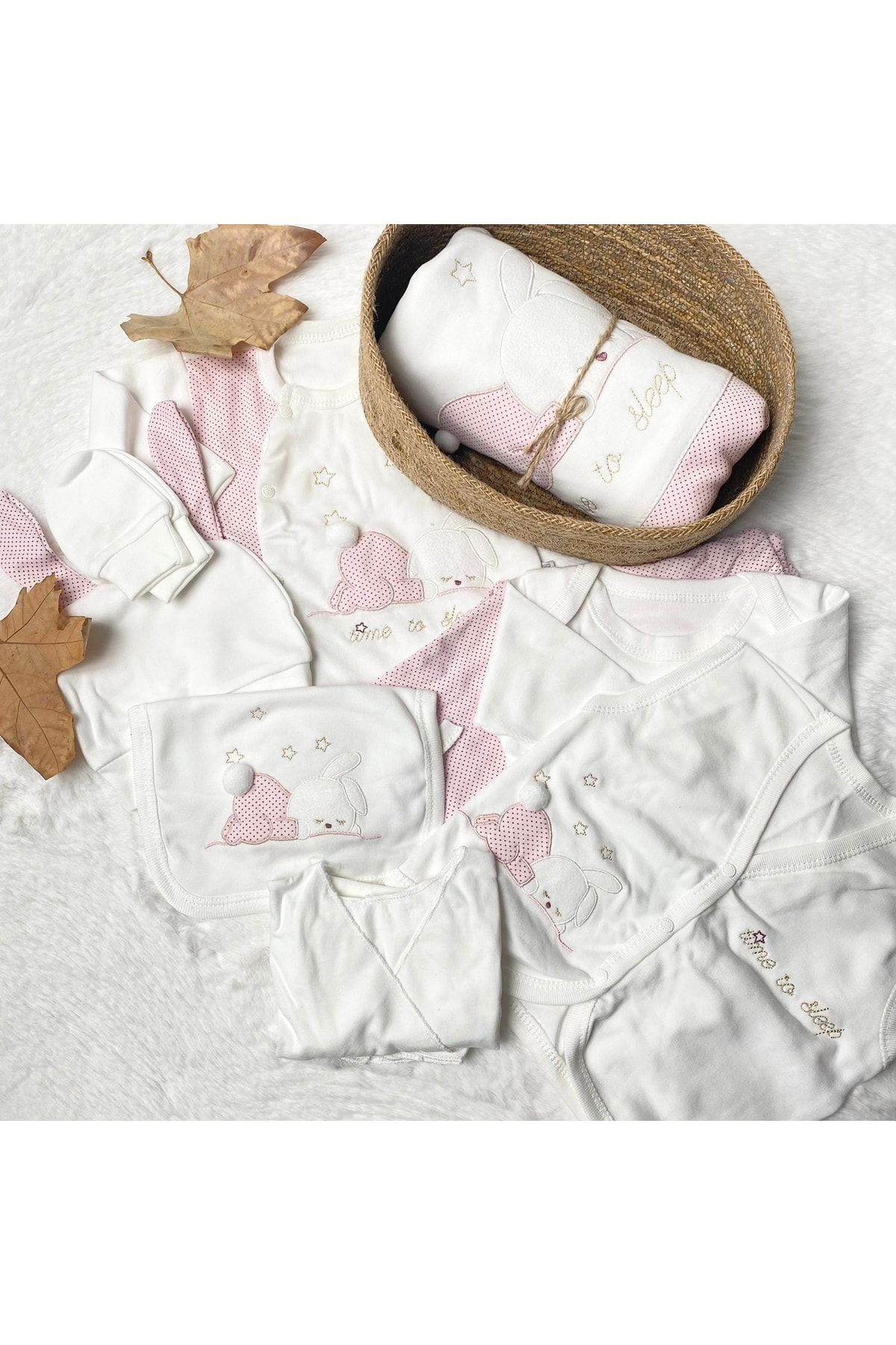 BON CHİC BABY Bebek Çocuk Sepet Hediyeli Yenidoğan Hastane Çıkışı Uyuyan Tavşan