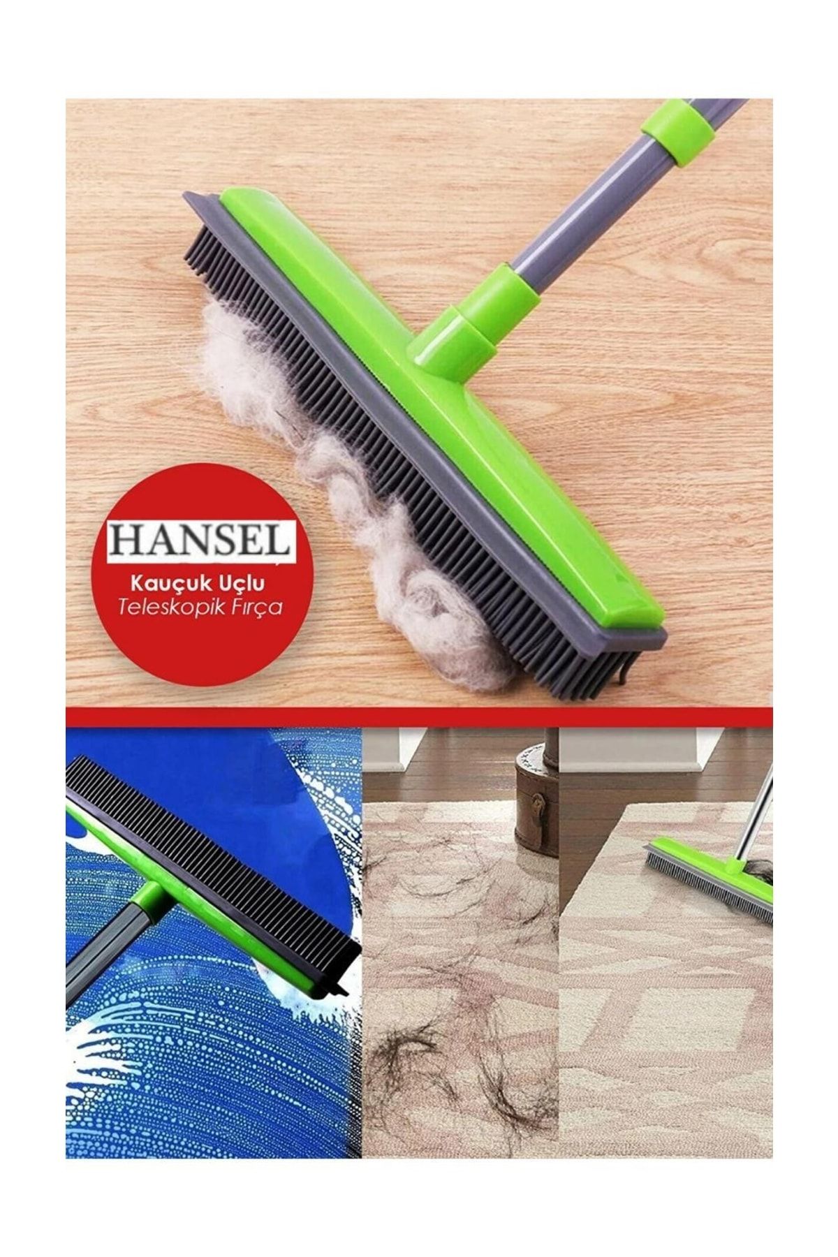 Hansel-Rubber Tip Carpet Glass Lint Dust Sweeper | Extendable Cleaning Brush with Telescopic Handle 1