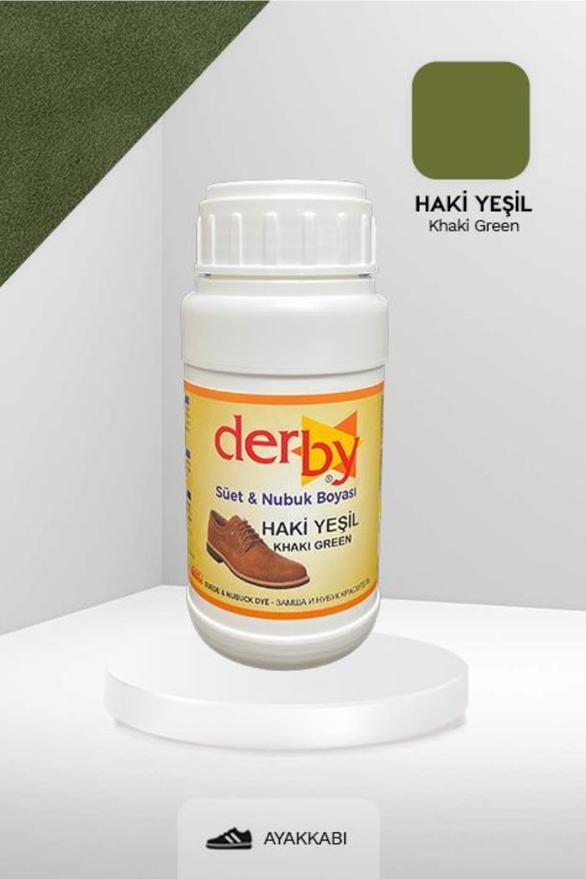 Derby Haki Yeşil Süet & Nubuk Deri Boyası 250 mL / Süet Nubuk Ayakkabı Boyası