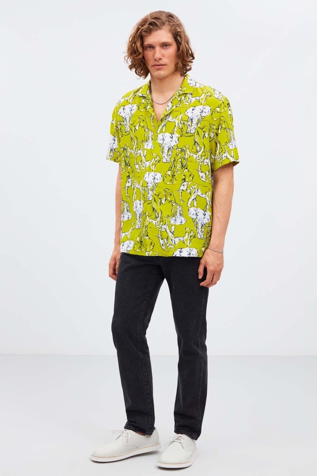 GRIMELANGE Hemd Grün Regular Fit