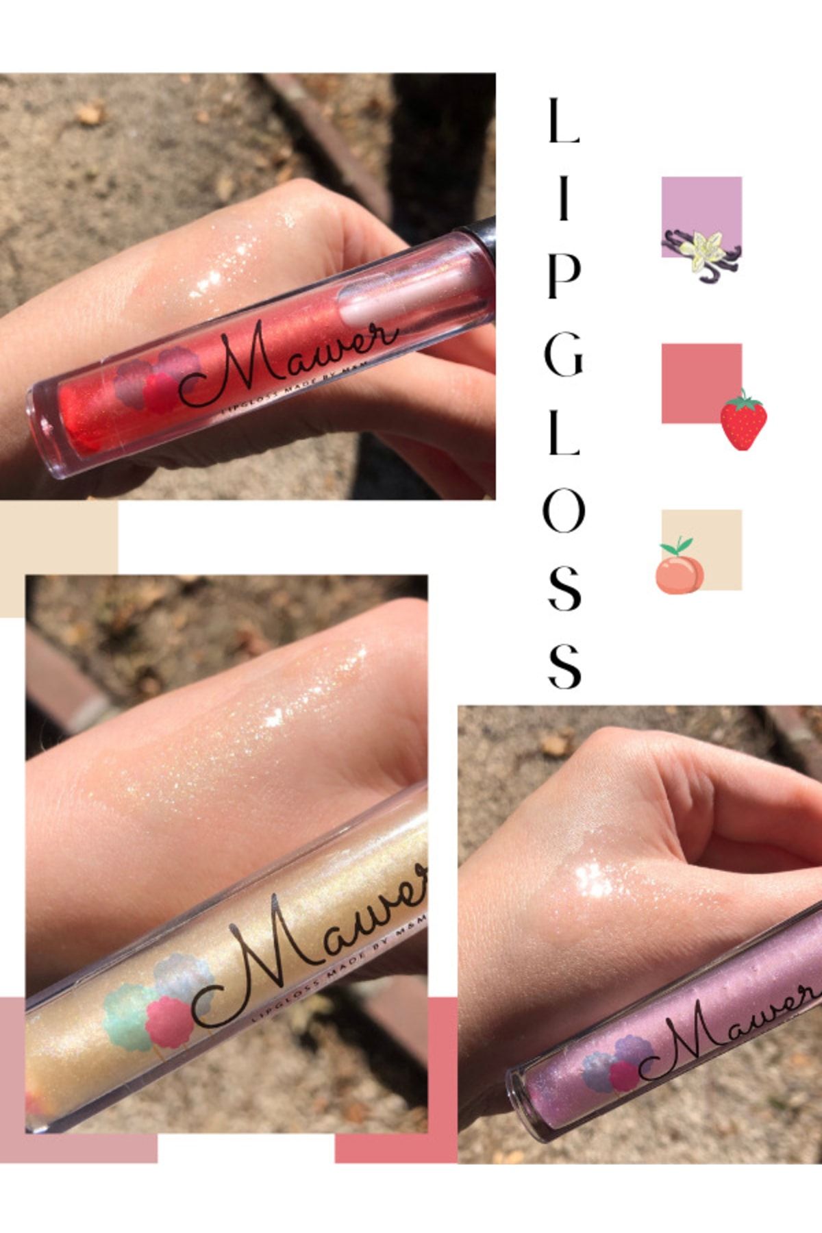 Lipgloss Dudak Parlatıcısı Çilekli Pembe Organik Vegan Doğal Pembe Sedefli E Vitaminli