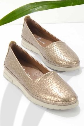 Altın Kroko Kadın Casual Ayakkabı K01763202011