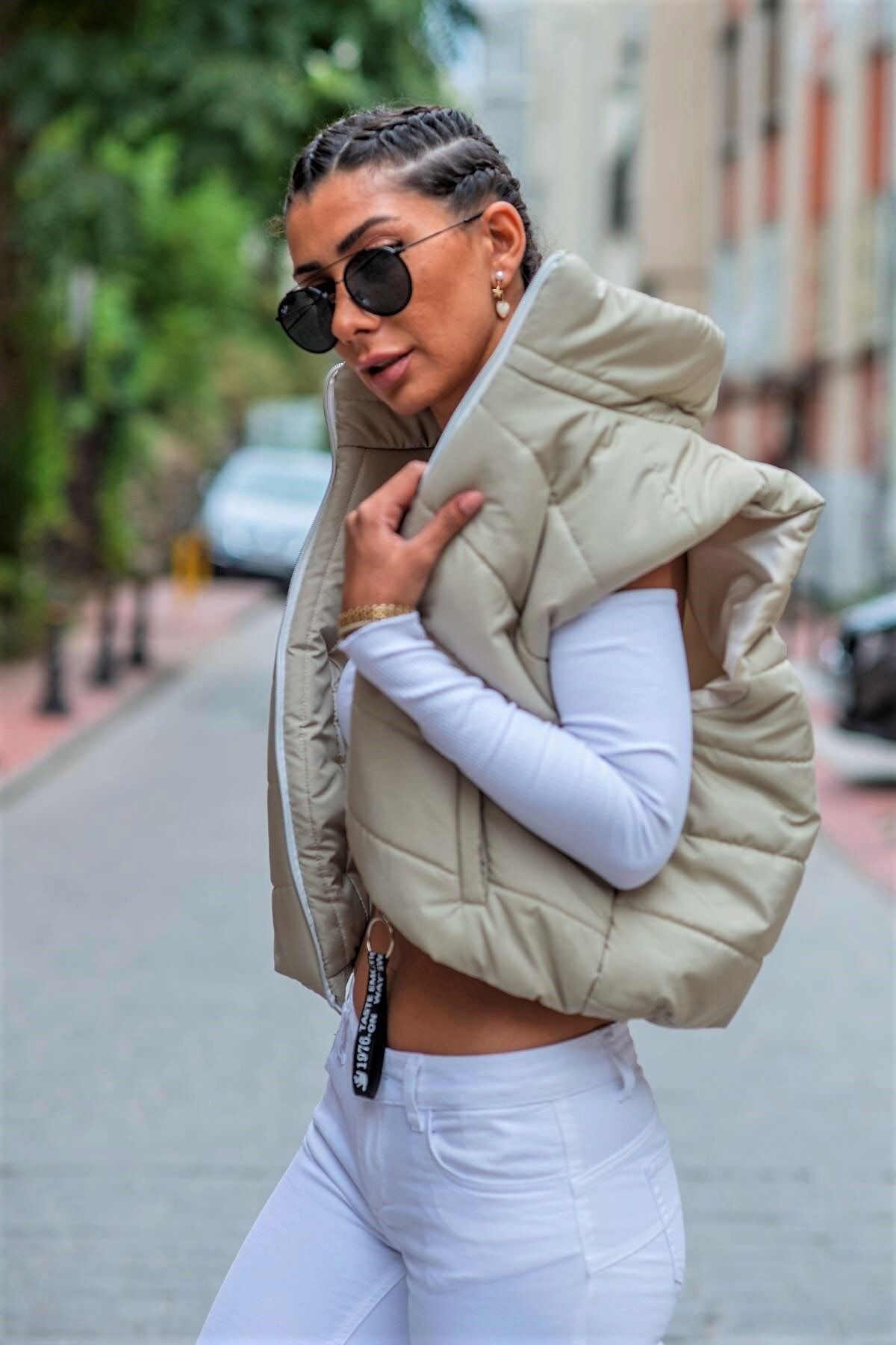 Beige puffer vest womens new arrivals