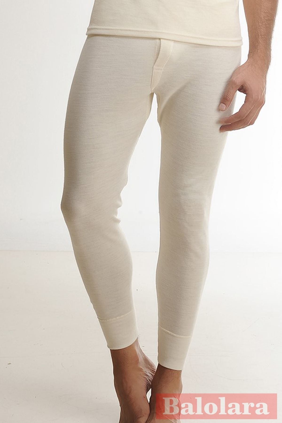 Hasy n 100 Men s Wool Long Johns Beige Trendyol