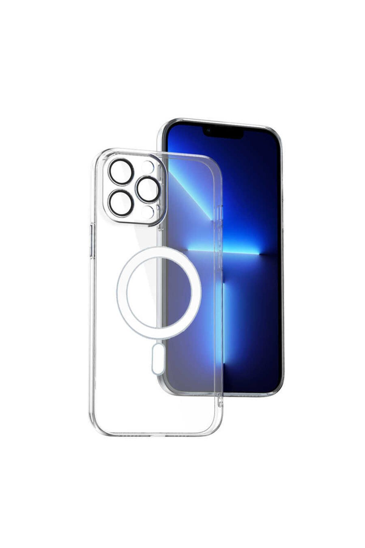 Apple Iphone 14 Pro Compatible Porto Magsafe Wireless Transparent Hard Silicone Case with Charging Support