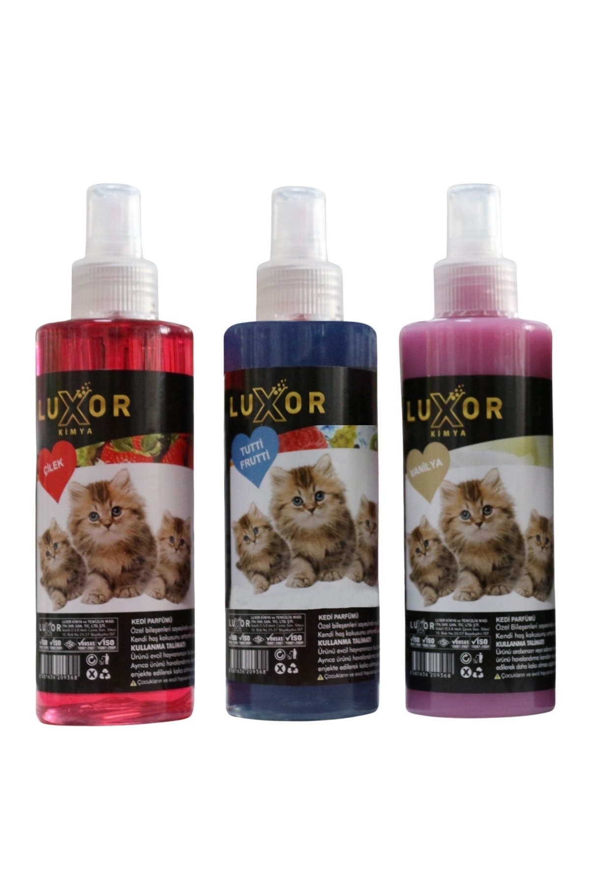 Luxor Kimya Kimya Kedi Parfümü 3lü Set Çilek+tutti Frutti+vanilya 200 Ml