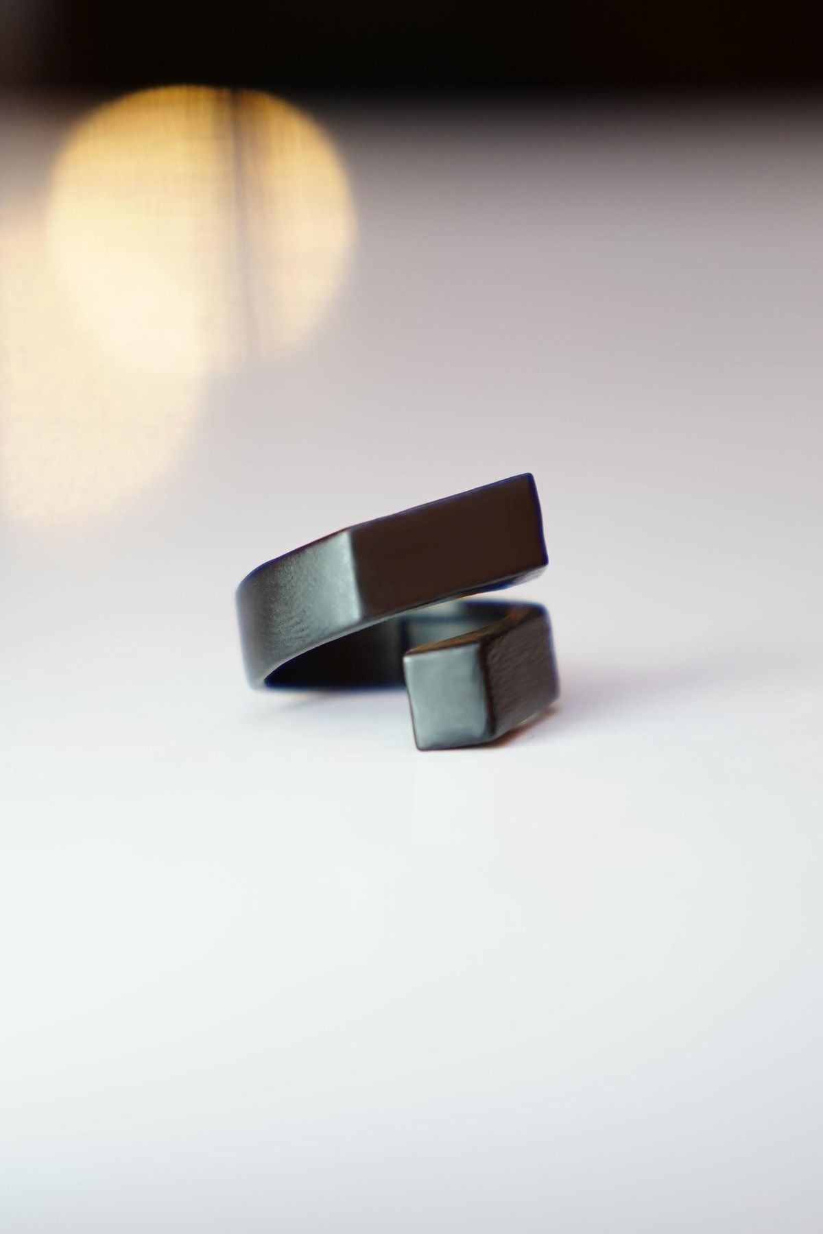 The Collection-Matte Black Parallel Rectangular Knight Model Adjustable Ring 3