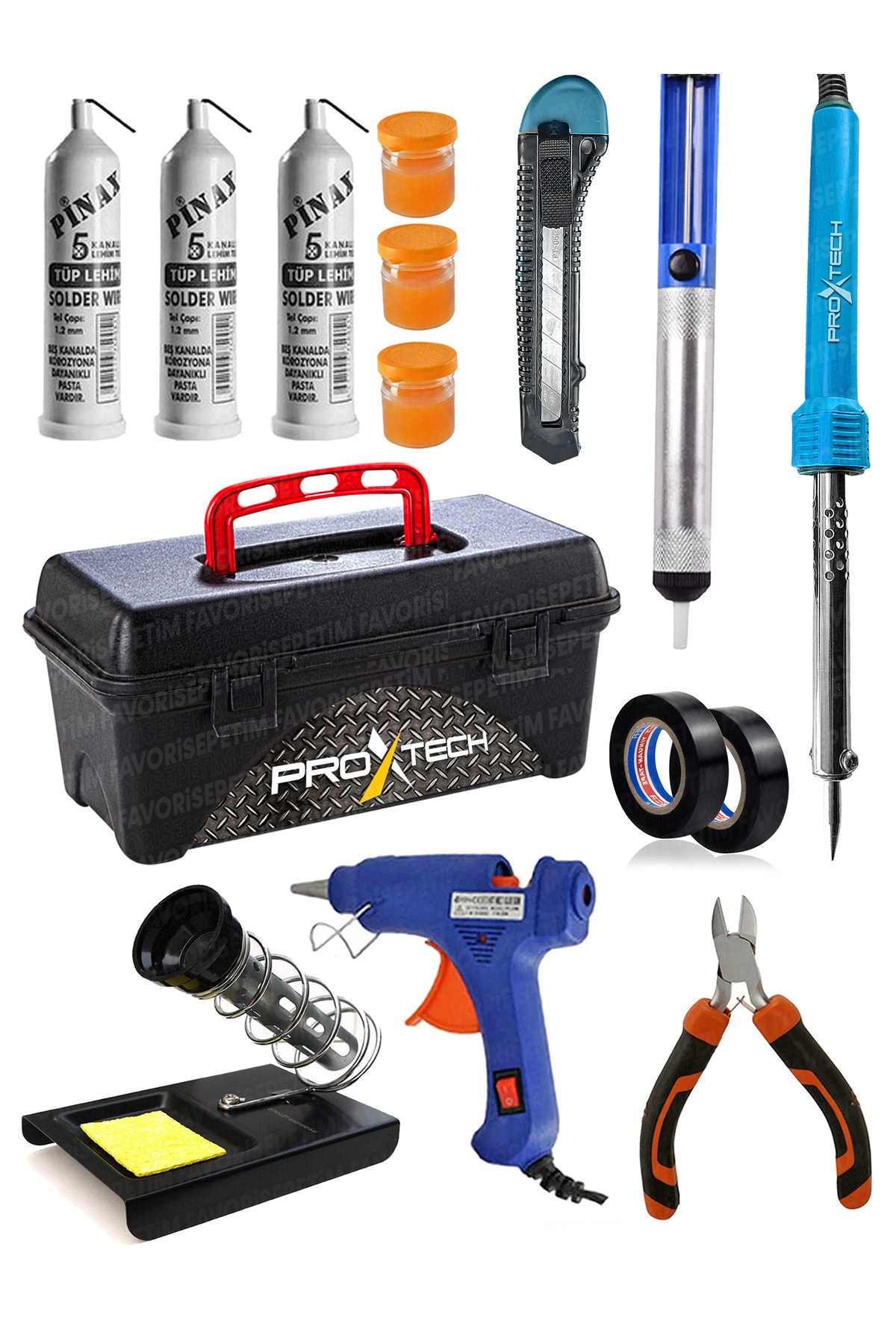PROXTECH Çantalı 14 Parça 60w Lehim Kalem-havya -leyim Tel -pasta- Stand-silikon-yankeski Ful Paket