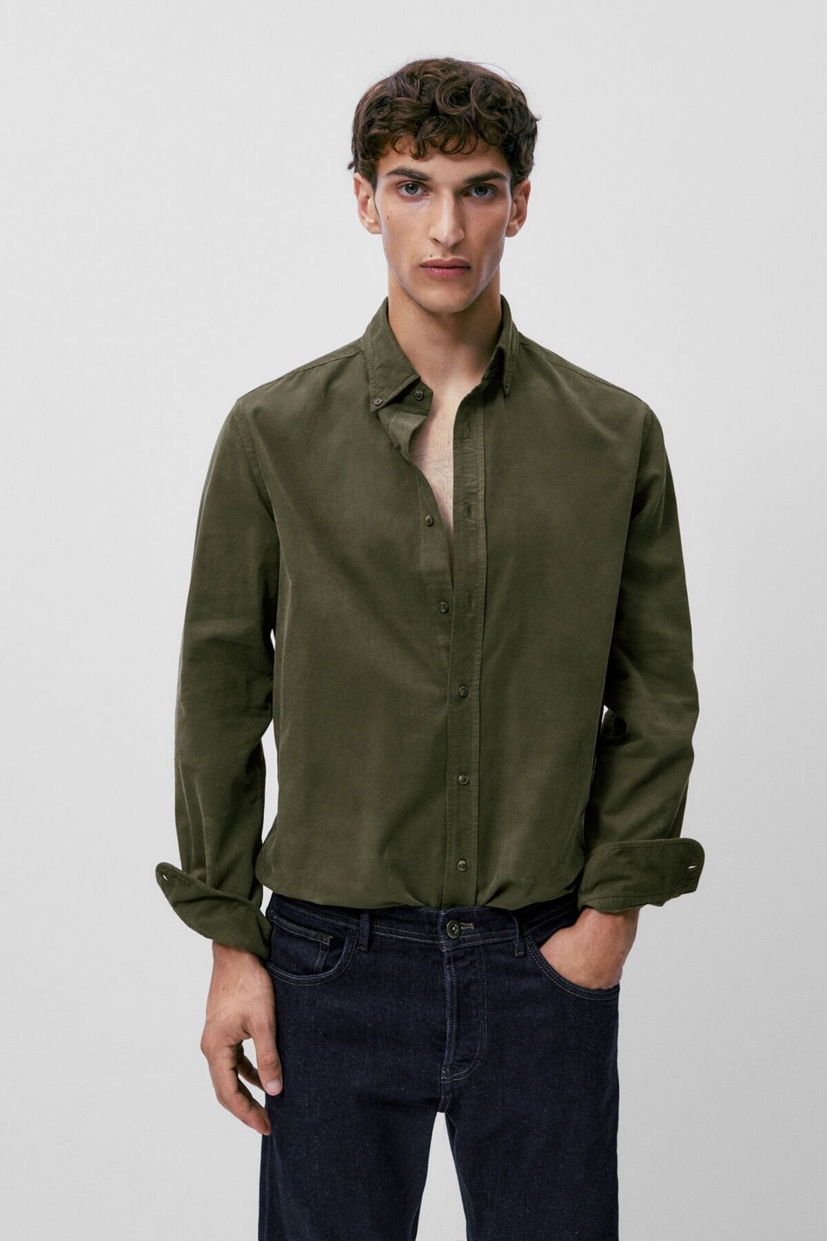 Massimo Dutti Slim Fit Micro Corduroy Shirt