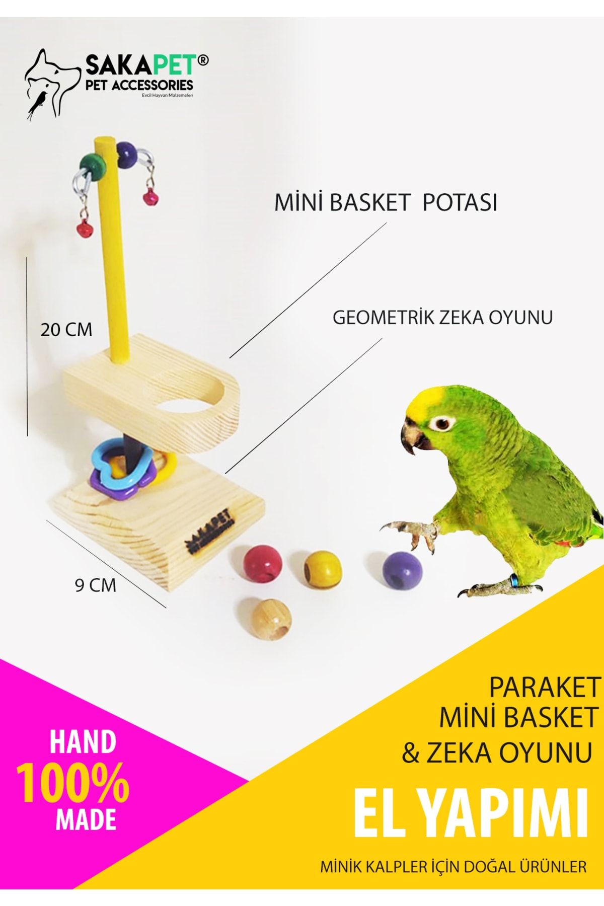 SAKAPET Ahşap Kuş Mini Basket Zeka Oyuncağı