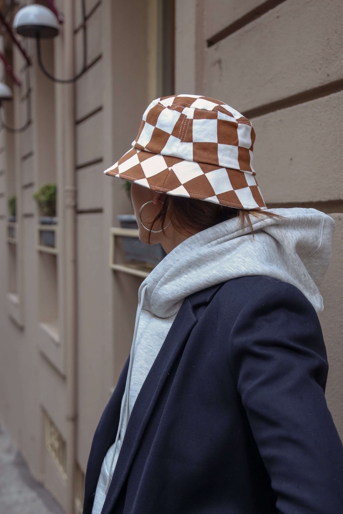 Kity Boof Bucket Hat Checkered Washed Şapka
