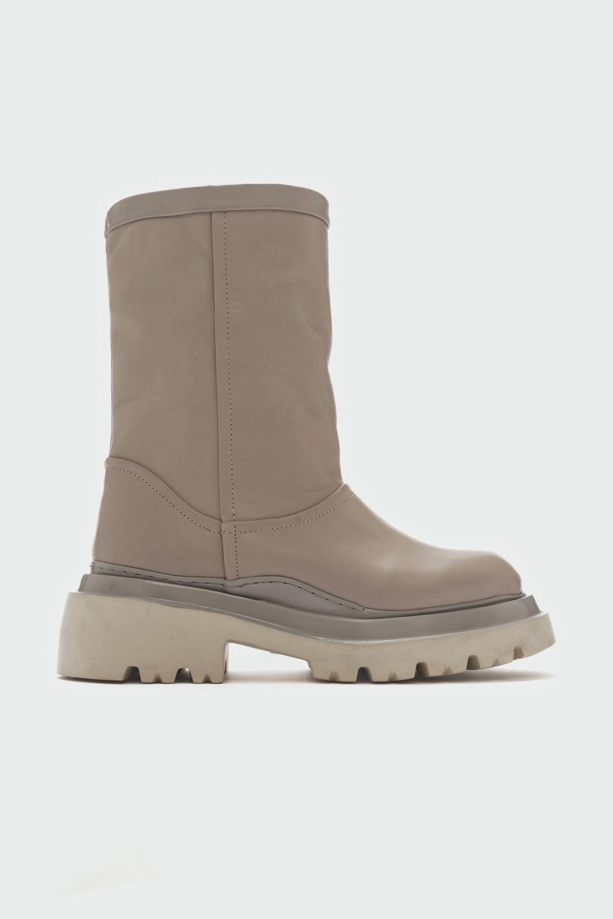 LuviShoes-Tali Hellbeige Damen-Stiefel aus echtem Leder 6