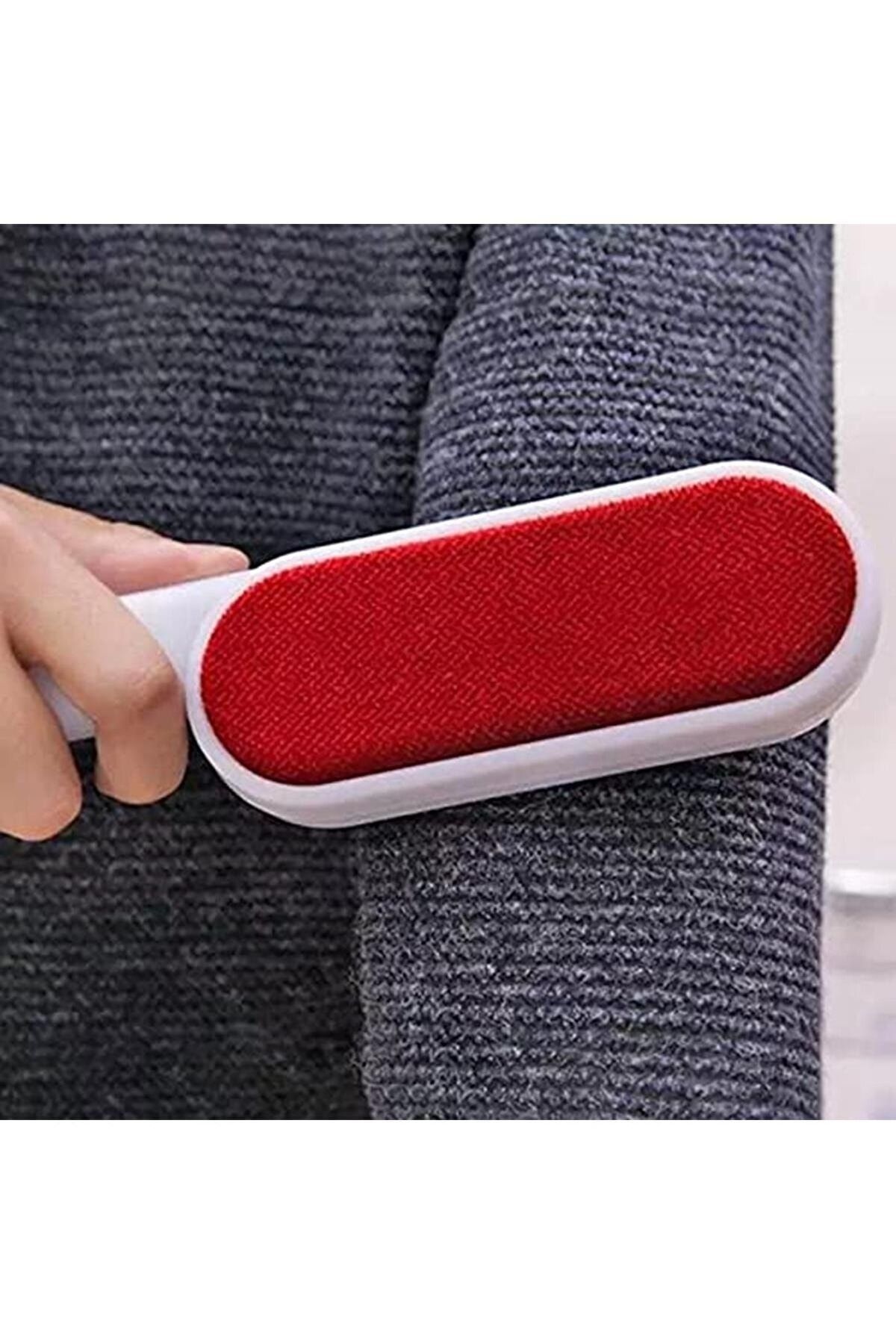Hanedanev-Double Sided Lint Collector Handle Red Feather Bristle Wool Dusting Brush 24 cm 5