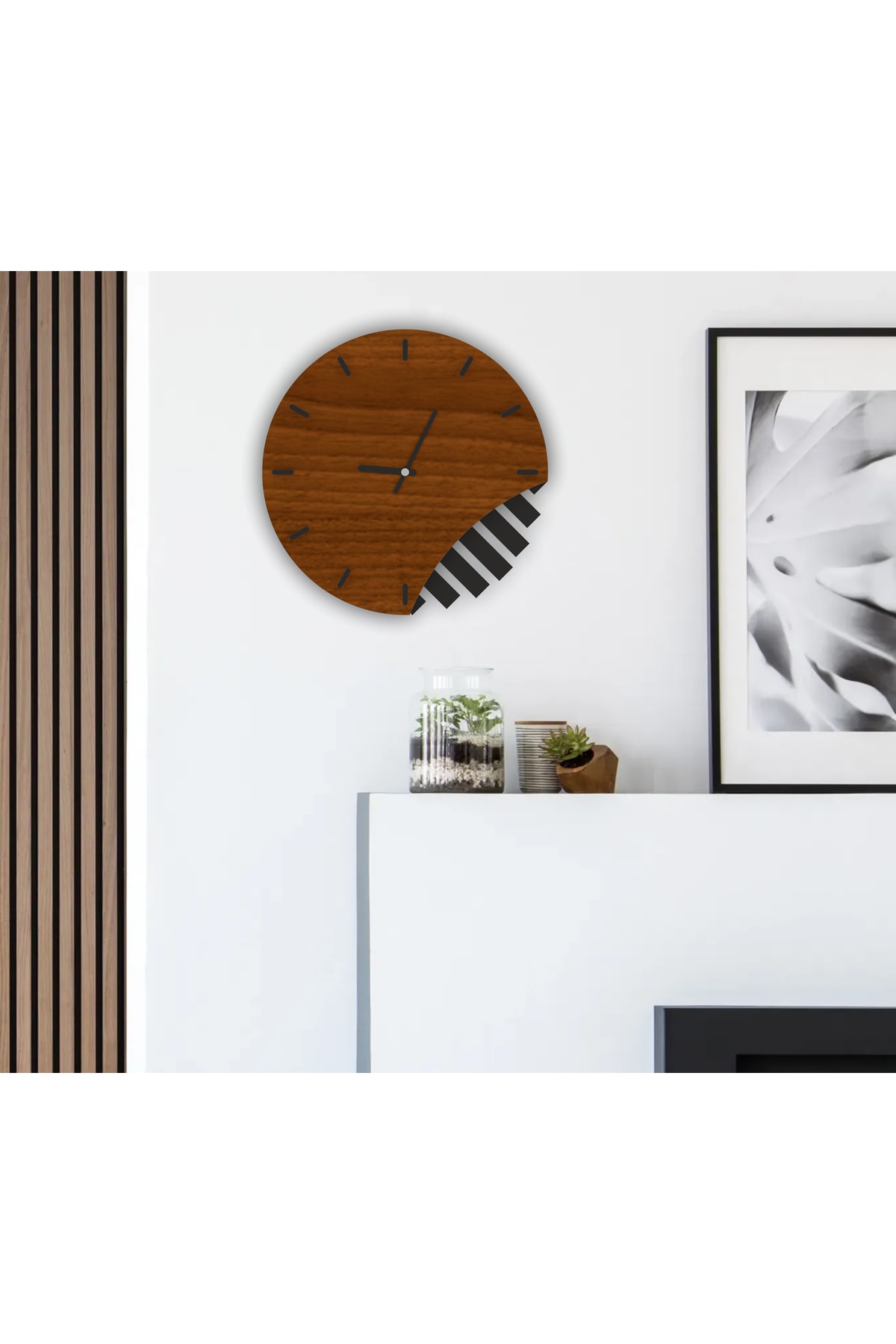 Neo Geometrik Ahşap Duvar Saati