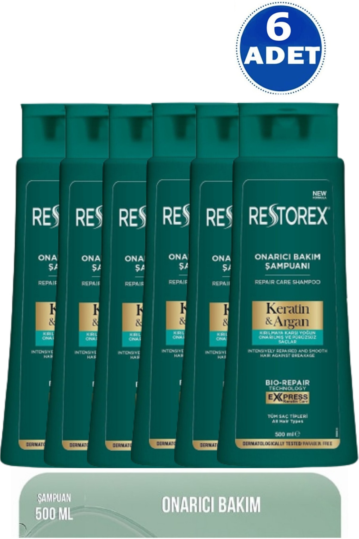 Restorex Keratin & Argan Şampuan 500 Ml 6 Adet