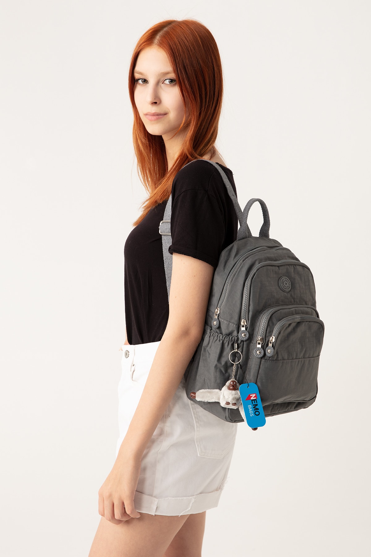 کوله پشتی زنانه خاکستری NEMO BAGS | NEMOBAGS251 اورجینال - تصویر 6