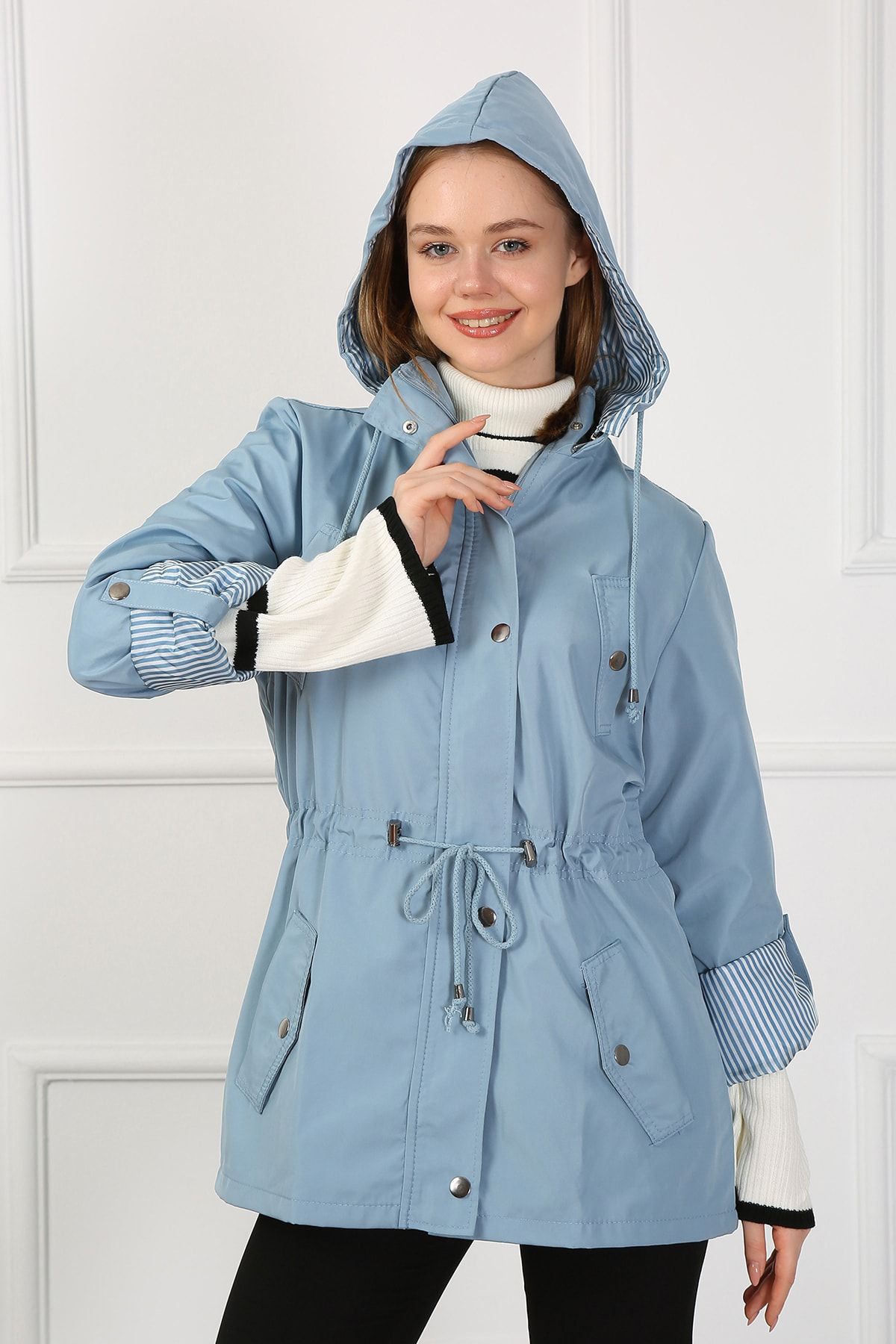 Light blue on sale raincoat women's
