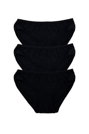 Penye Pamuklu Bikini Bato Külot Siyah (3’lü Paket) AYCI-101-002