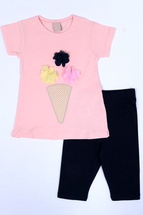 Kız Çocuk Somon Dondurma Nakışlı 2-5yaş Kaprili Takım 0353-2 GRPCM00011575