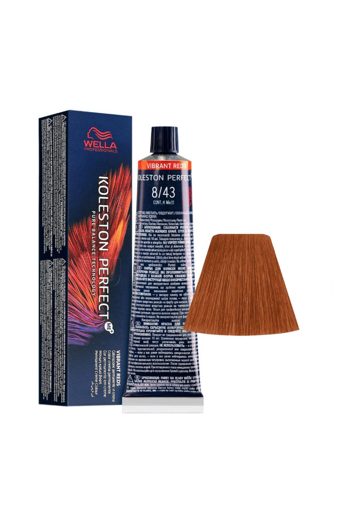 رنگ مو آبی زنانه Koleston Perfect Me+ 8 43 قهوه ای قرمز تعریف شده کرم 60 میل Wella