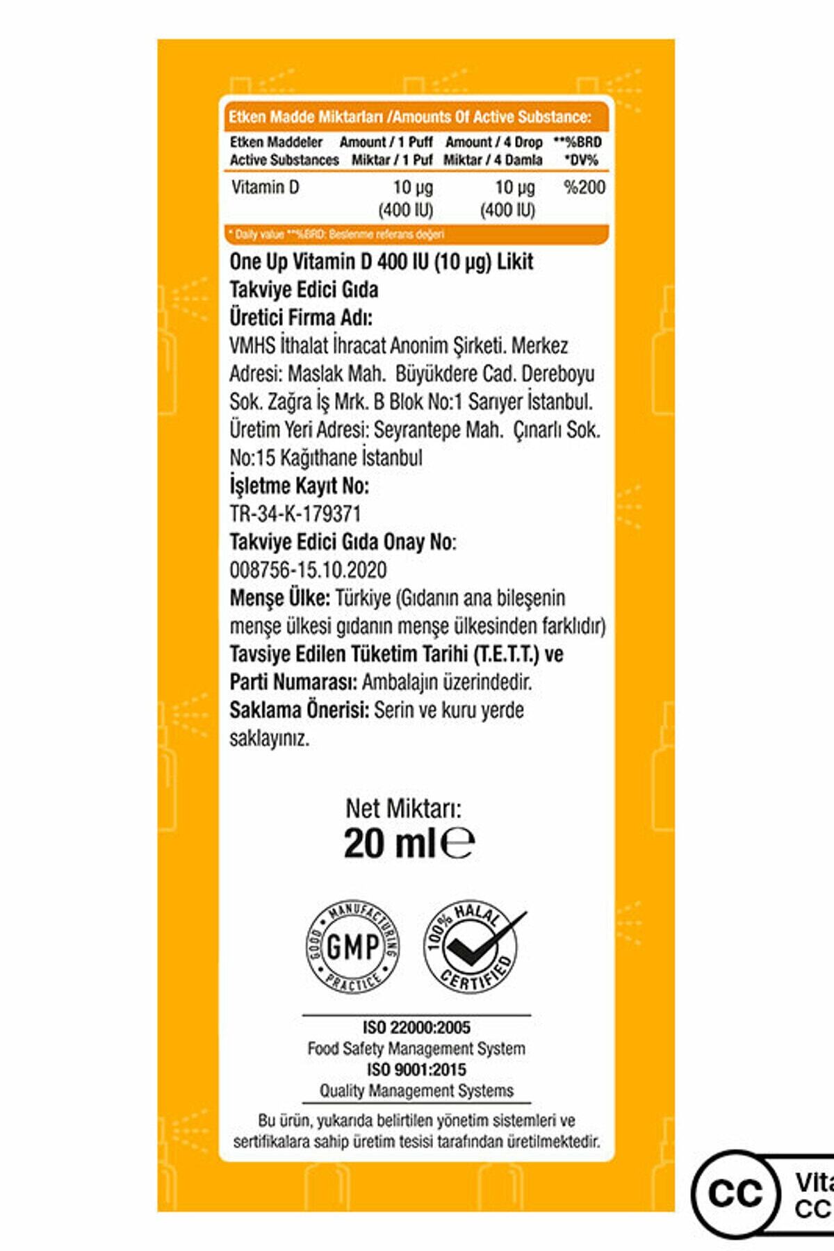 Vitamin D3 400 Iu 20 ml Spray & Drops
