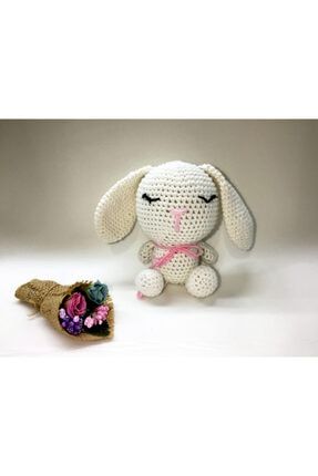 Amigurumi Beyaz Tavşan Sağlıklı Oyuncak El Örgüsü KS1006