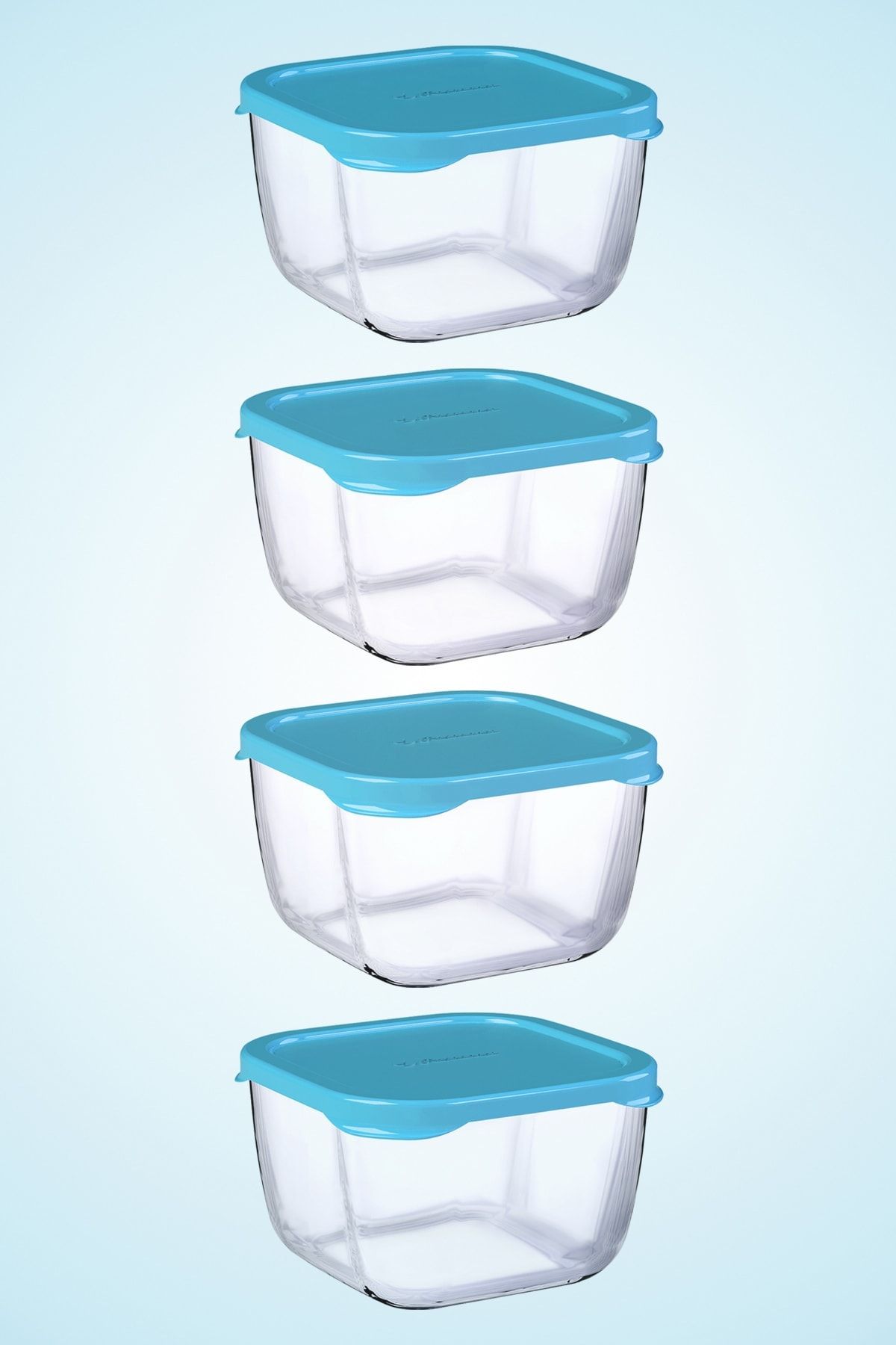 Paşabahçe-4-Piece Snowbox Storage Container Set with Blue Lid - 275cc 1