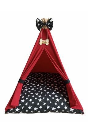 Yıkanabilir Orta Irk Köpek Çadırı Kırmızı 75-75cm Yataklı KPC1007