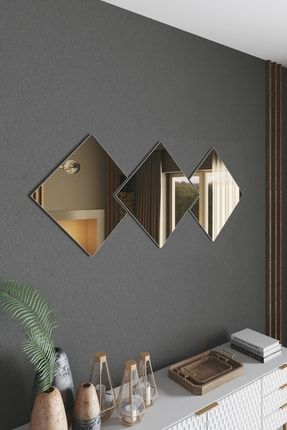 Dekoratif Bronz Ayna 3 Kare Parçalı ERD001