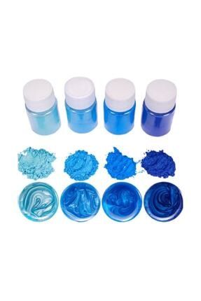 Kimya 4 Renk Mavi Sedefli Epoksi Metalik Toz Pigment Seti 4lümavirenk