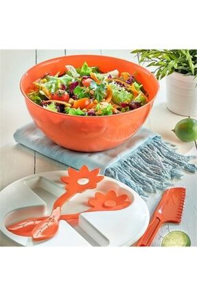 Plastik Salata Karıştırma Hazırlama Kasesi Papatya Kaşıklı ANKAL-411693395004115-6156