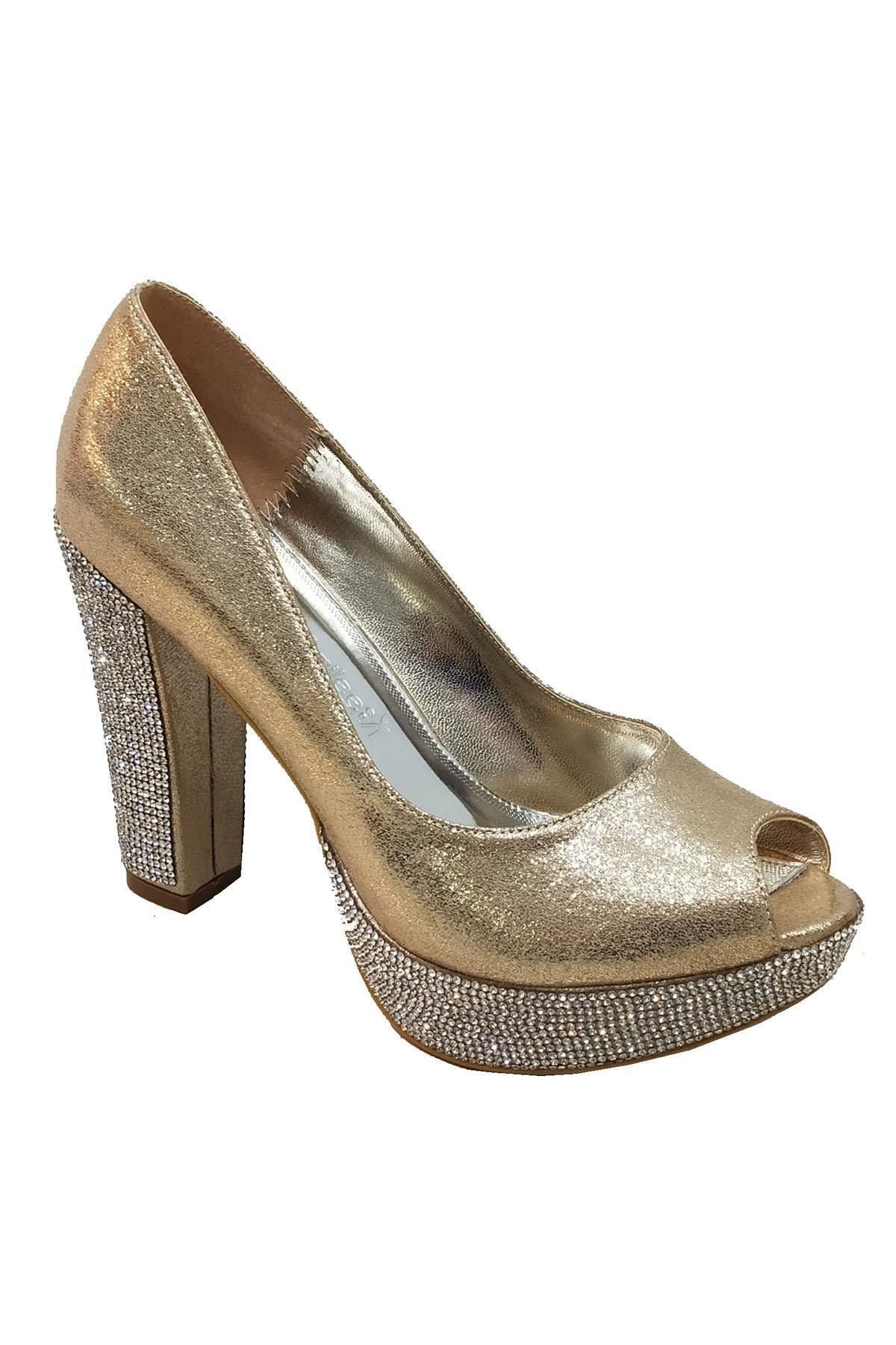 Gold sparkly platform heels sale