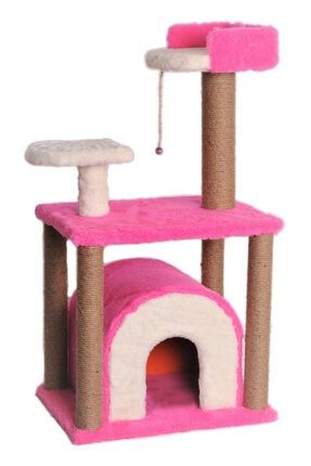 Pembe Tırmalama Kedi Evi 105x60x40 cm S01P