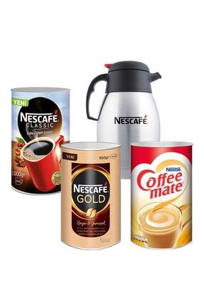 Gold Hazır Kahve 900 Gr + Classic 1 Kg + Coffee Mate Kahve Kreması 2 Kg + Termos Nescafe 4'lü Set