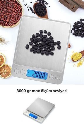 Elektronik 3 Kg Kapasiteli Dijital Hassas Kantar Mutfak Tartısı Terazi KK25YT2013