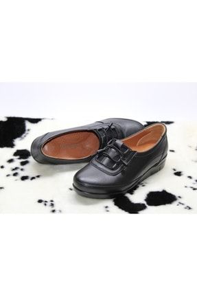 Hakiki Deri Ortopedik Topuk Dikeni Destekli Yüzü Parçalı Günlük Siyah Klasik Rahat Ayakkabı CARKY-44778892