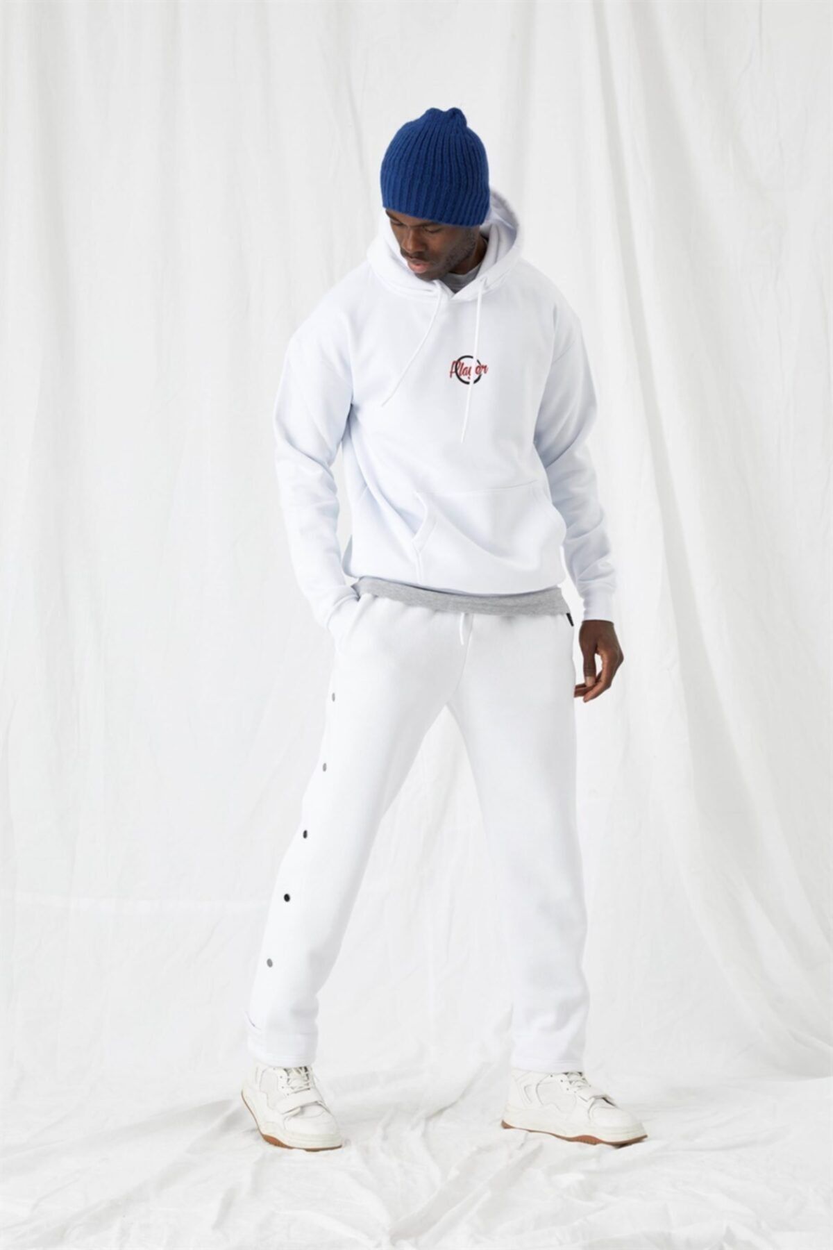 gothamvibes Men s Bang White Snap Sweatpants Trendyol