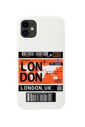 Iphone 11 London Bilet Tasarımlı Beyaz Telefon Kılıfı MCIP11LLNDN